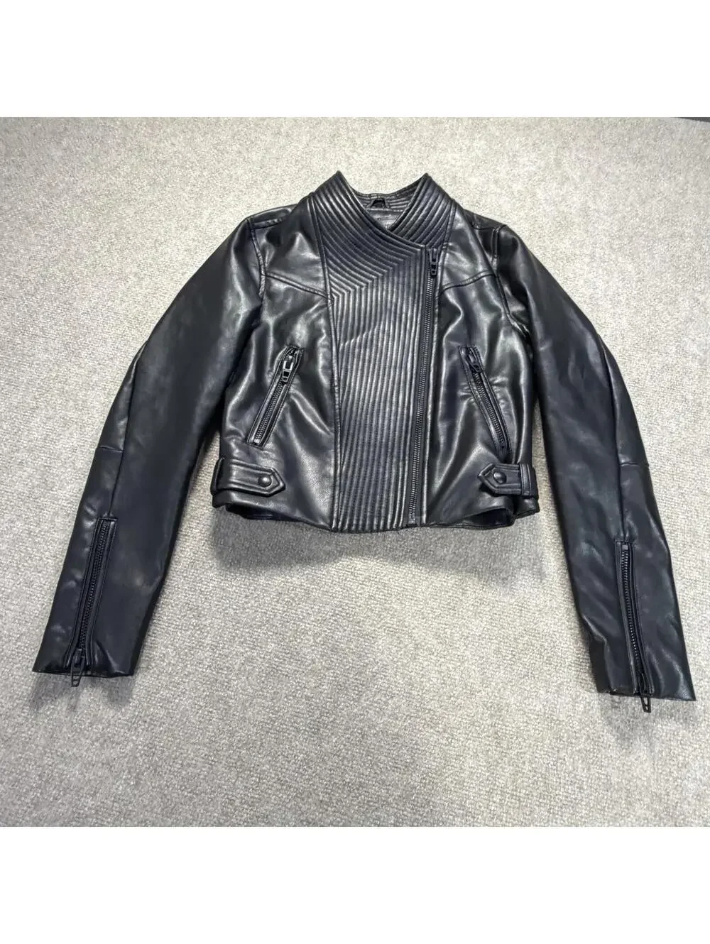 [BLANKNYC] Vegan Leather Moto Jacket Black Quilted Ribbed XS Crop Biker